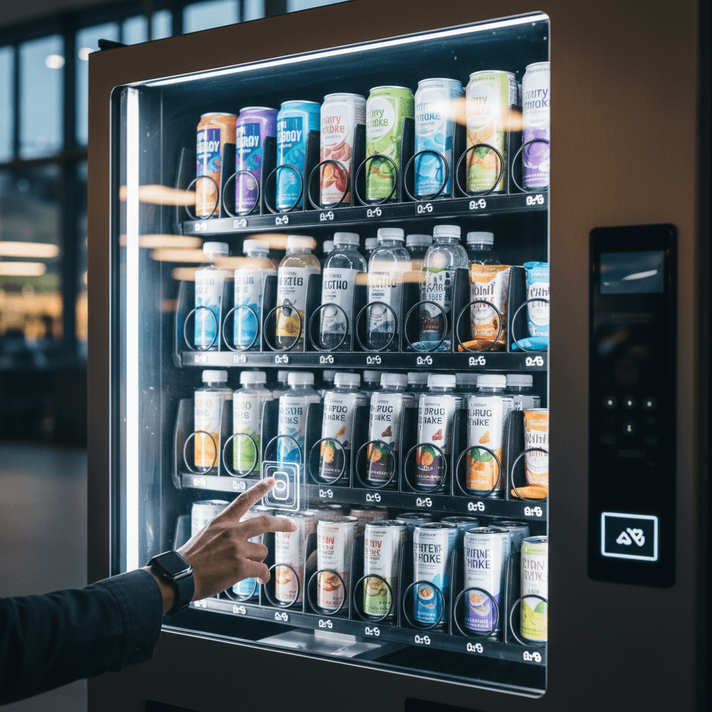 A HAHA vending machine stocked with high-end products in a clean, modern retail space